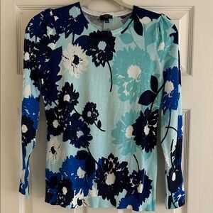 Talbots Blue Floral Long Sleeve Top